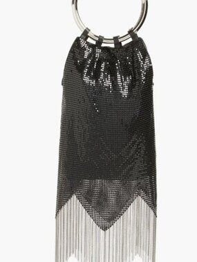 Whiting & Davis Black Silver Rio Mesh Bracelet Bag